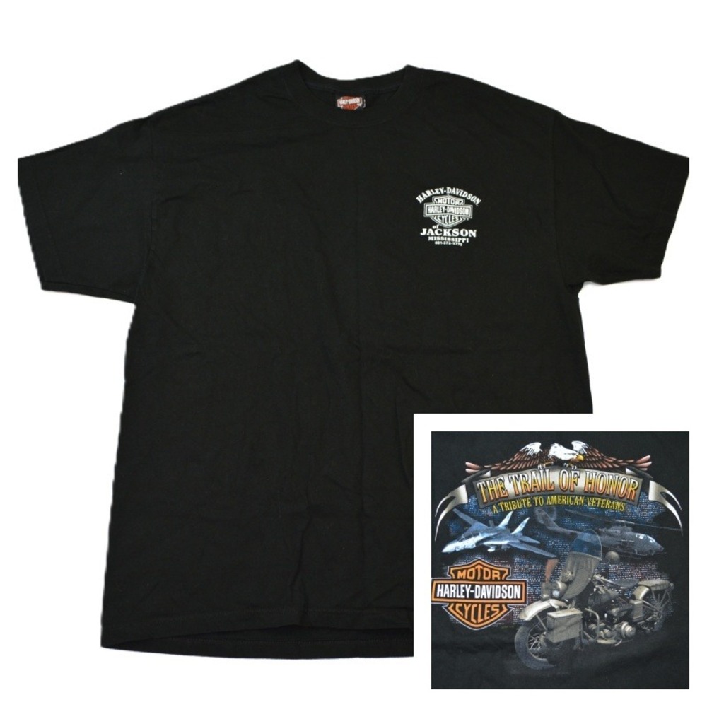 Harley-Davidson Trail of Honor Veterans T-Shirt Jackson MS Black XL Made in USA